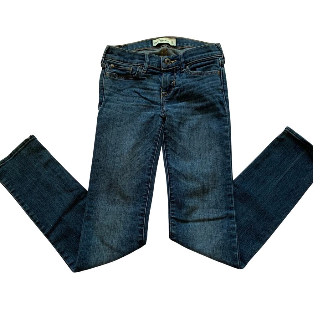 Abercrombie & Fitch Kids Girls Sz 12 Dark Blue Stretch Denim Jeans Skinny Fit